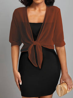 Skyla - Elegante Bluse mit offener Vorderseite für Damen in Karamellfarbe
