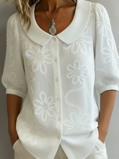 Perina - Soft-Touch-Bluse mit Blumenmuster in Weiß
