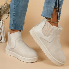 Winterschuhe Damen | Slip-On Stiefel Mit Elastischen Seitenteilen in Weiß