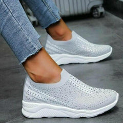 Aria - Damen Freizeit Strass Slip-On Schuhe in Grau