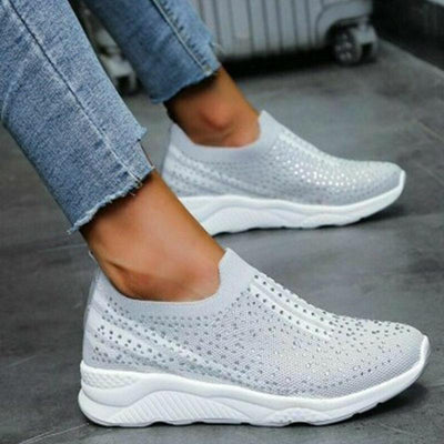 Aria - Damen Freizeit Strass Slip-On Schuhe