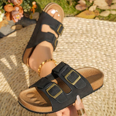 Sophie | Gepolstert Riemchen Sandalen in Schwarz