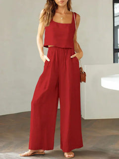Sofia | Komfortables Damen Set aus Top und Hose in Rot