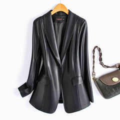 Riviera Leather Blazer in Black