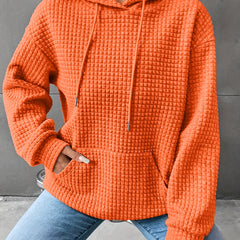 Léana™ | Texturiertes Kapuzen-Sweatshirt mit langen Ärmeln in Mandarinenrot