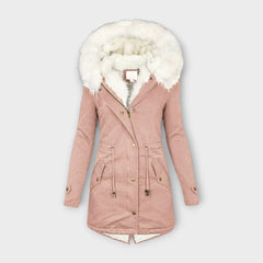 Ivanelle – Winterjacke mit Fellkapuze in Rosa