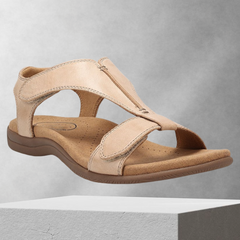 FunStep - Schnalle Leder flach Sandalen in Beige