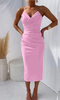 Yassi - Kleid - Plissee-Stoff in Rosa