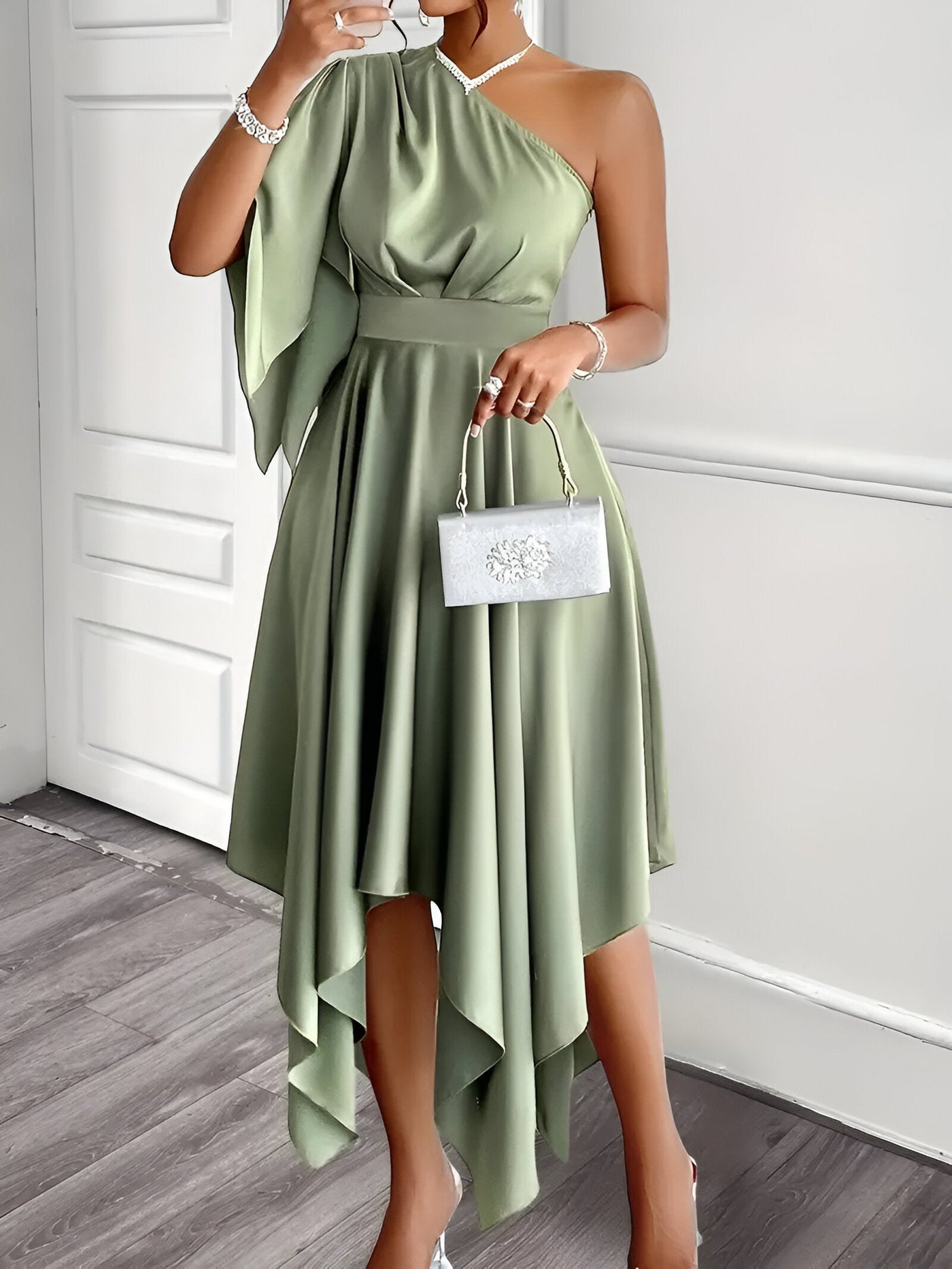 Andrada | Elegantes Asymmetrisches One-Shoulder Peplum-Kleid