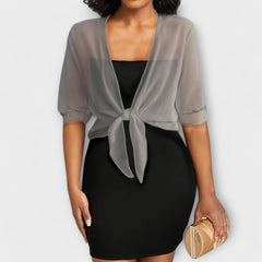 Olivia - Bluse mit offener Vorderseite in Grau