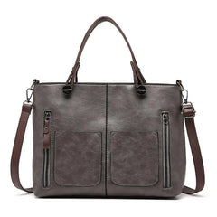 Ilse | Lederschultertasche in Grau