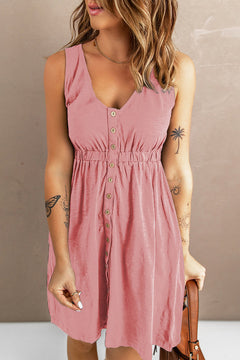 Ärmelloses Sommerkleid mit Knöpfen für Damen in Rosa