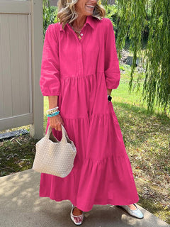 Amara | Maxi Kleid aus Baumwolle für den Alltag in Pink
