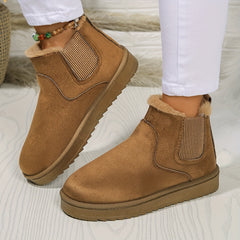 Winterschuhe Damen | Slip-On Stiefel Mit Elastischen Seitenteilen in Khaki