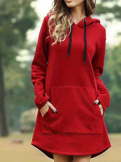 Damen-Lang Kapuzenpullover Kleider | Lässig