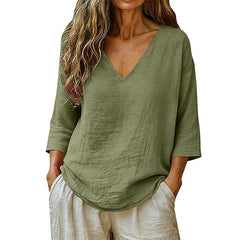 Rhianna - Elegante Bluse mit V-Ausschnitt in Grün