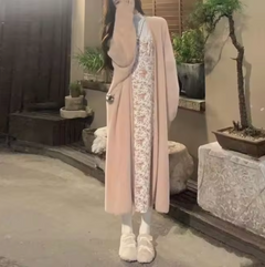Yassi – Lange Strickjacke aus Kaschmir in Hellrosa