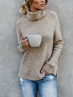 Einfacher warmer Rollkragenpullover - Teresa in Braun