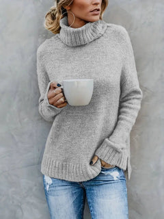 Einfacher warmer Rollkragenpullover - Teresa in Grau