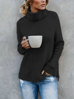 Einfacher warmer Rollkragenpullover - Teresa in Schwarz