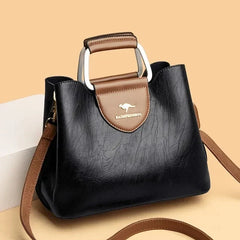 Liza | Damen Elegante Schulter Ledertasche mit Schnalle in Schwarz