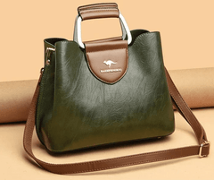 Liza | Damen Elegante Schulter Ledertasche mit Schnalle in Grün