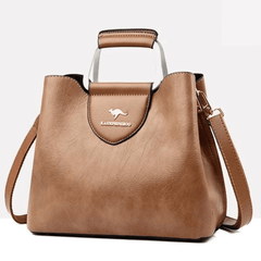 Liza | Damen Elegante Schulter Ledertasche mit Schnalle in Khaki