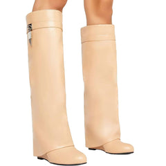Modische Damenstiefel aus Leder - Alexia in Khaki