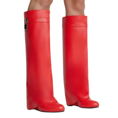 Modische Damenstiefel aus Leder - Alexia in Rot