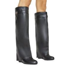 Modische Damenstiefel aus Leder - Alexia in Schwarz