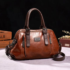 Elegante Damentasche aus Leder - Fenja in Braun