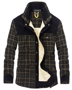 Luxuriöse, stylische Flanell-Winterjacke - Wolfram in Armeegrün