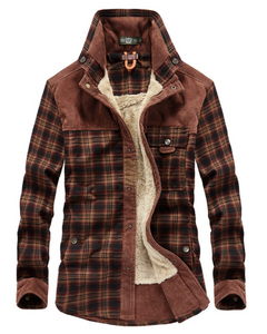Luxuriöse, stylische Flanell-Winterjacke - Wolfram in Dunkelrot