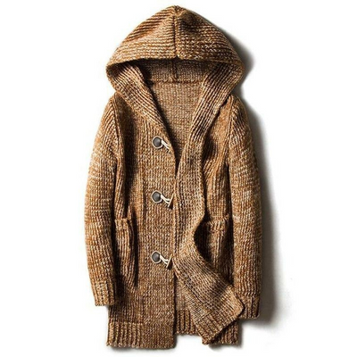 Eleganter Herren-Strickjacke mit Kapuze | Strick