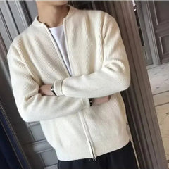 Elegante klassische Herrenstrickjacke mit Reißverschluss - Aljoscha in Beige