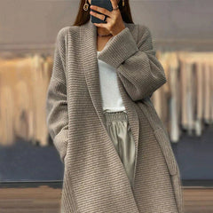 Elegante lange Strickjacke - Tilda in Khaki