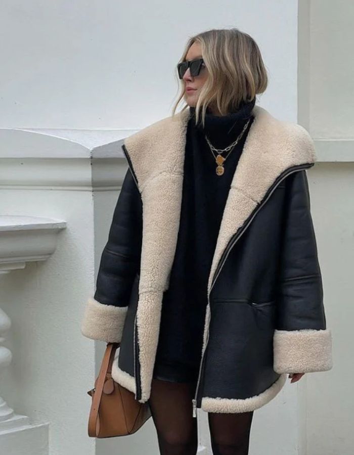 Elegante Leder-Winterjacke für Damen - Fini