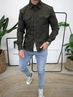 Elegante moderne Herrenjacke | Ultraleichte in Armeegrün