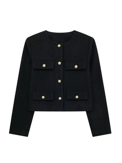 Raffinierte Strickjacke mit Knopfleiste - Yasmin in Schwarz