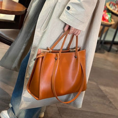 Marie | Elegante Vegane Leder Tote Bag Minimalistische Schultertasche in Sonnenuntergangsgelb