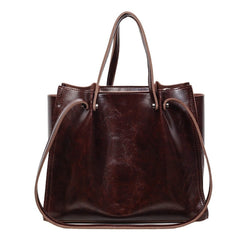 Marie | Elegante Vegane Leder Tote Bag Minimalistische Schultertasche in Kastanienbraun