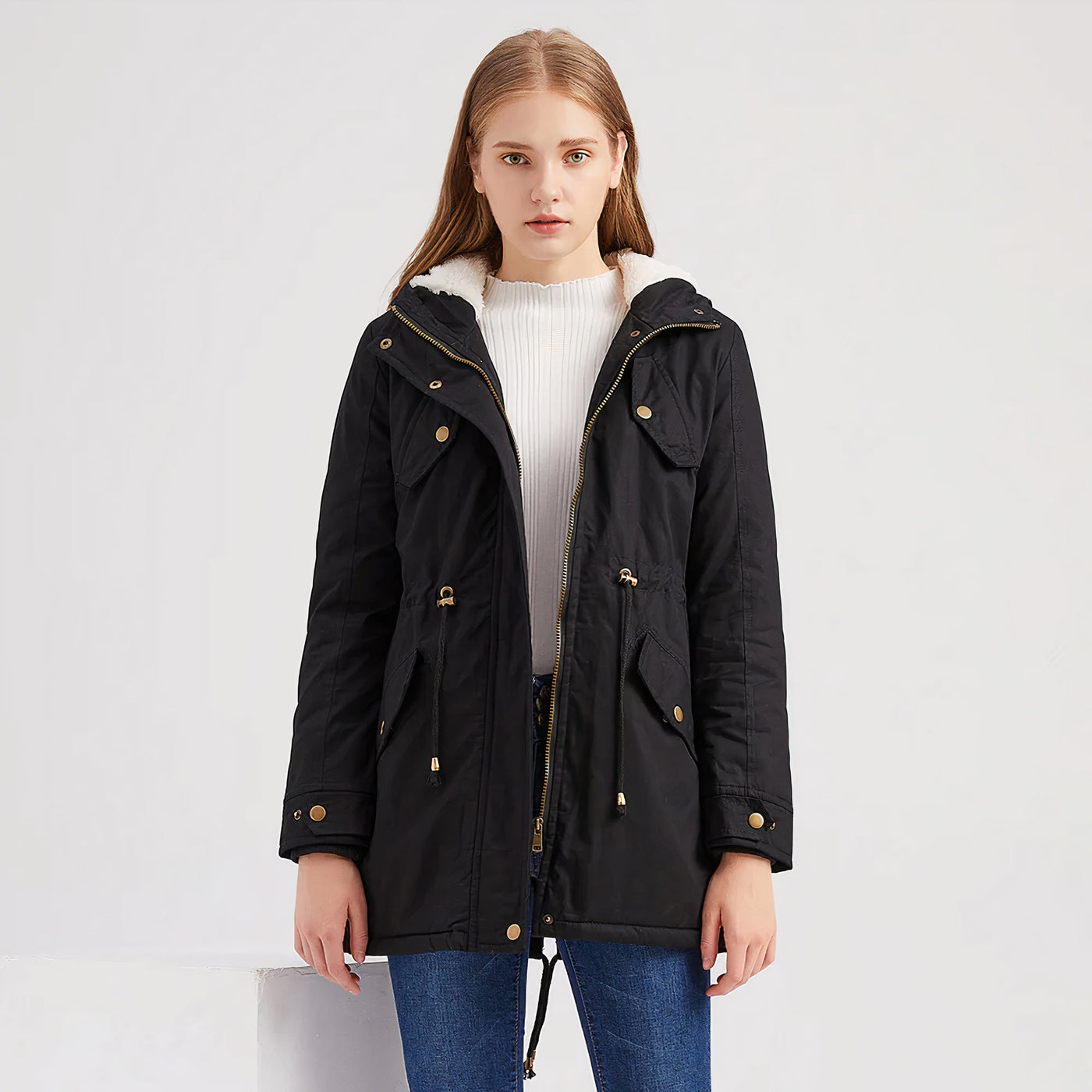 Elegante Winterjacke mit Kapuze für Frauen - Carlotta