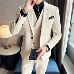 Eleganter 3-teiliger Hochzeitsgast-Anzug für Herren | mit Weste in Aus weiß