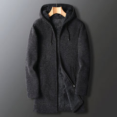 Eleganter warmer Herren-Fleece-Mantel - Torben in Dunkelgrau