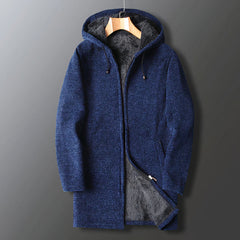 Eleganter warmer Herren-Fleece-Mantel - Torben in Marineblau