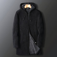 Eleganter warmer Herren-Fleece-Mantel - Torben in Schwarz