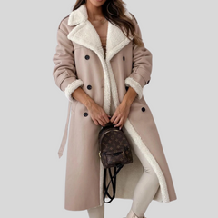 Luxuriöser eleganter Trenchcoat aus Leder - Finja in Aprikose