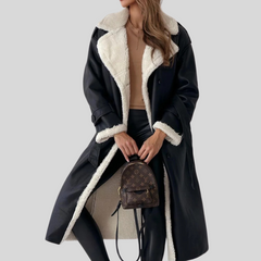 Luxuriöser eleganter Trenchcoat aus Leder - Finja in Schwarz