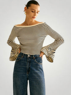 Theresa | Damen-Schulterpullover modern & elegant in Weiß