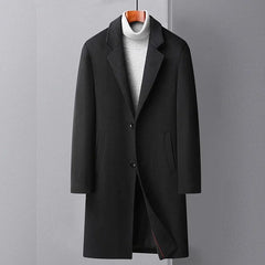 Eleganter warmer Wollmantel für Herren - Platon in Schwarz
